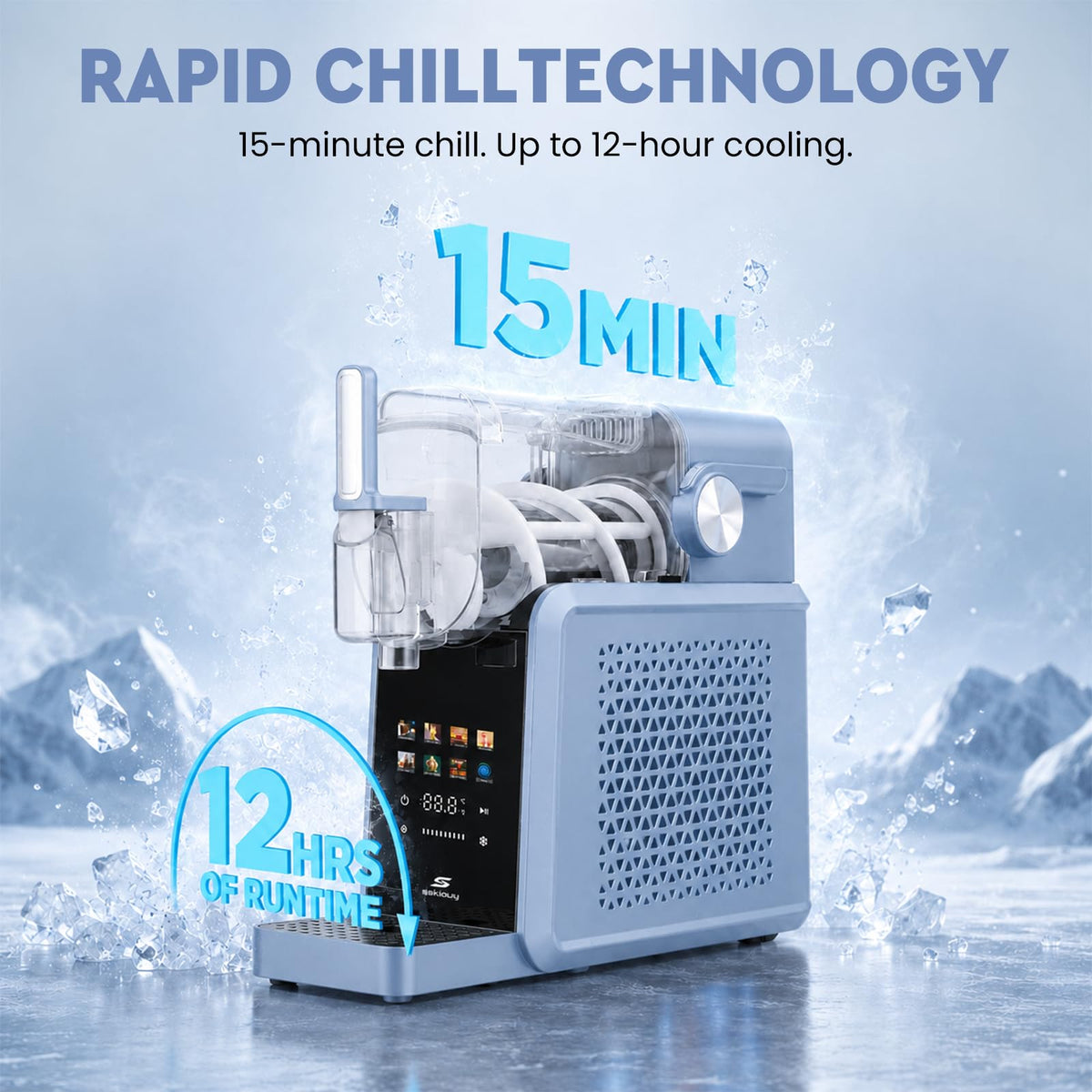 Slushie Machine, 88oz Slushie Maker with Adjustable Temperature, LED Display, Auto-Clean, 7-in-1 Frozen Drink Maker for Ice Cream, Frappés, Milkshakes, and Frozen Margaritas-blue