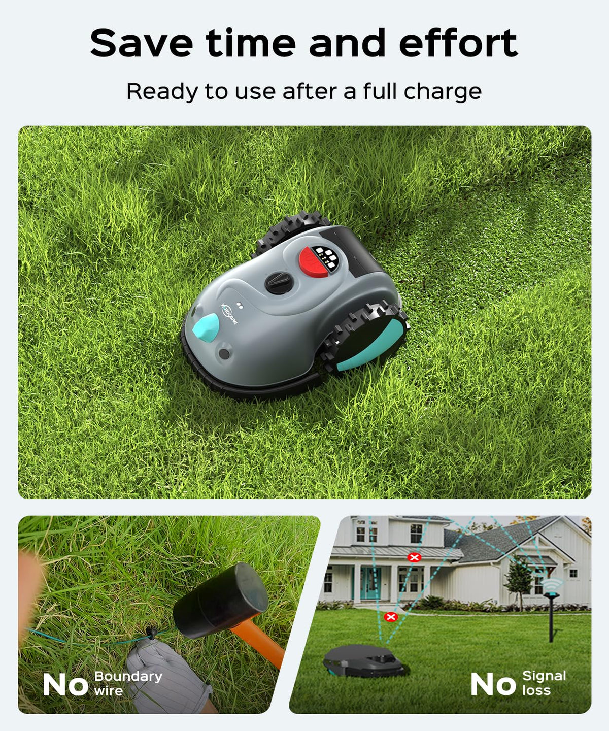 V100 Robot Lawn Mower with HD Vision Navigation, Smart Obstacle Detection, Collision Sensors, Adjustable Cutting Height, Low-Noise Operation—Perfect for Small Lawns up to 1,600 sq ft.