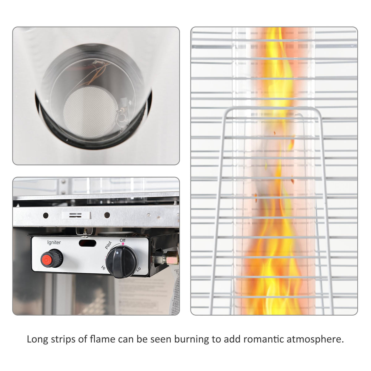 Aibecy 42000 BTU Stainless Steel Material Pyramid Glass Tube Outdoor with Long Strips of with Aluminum Reflector Shield Heating Up to 115 feet