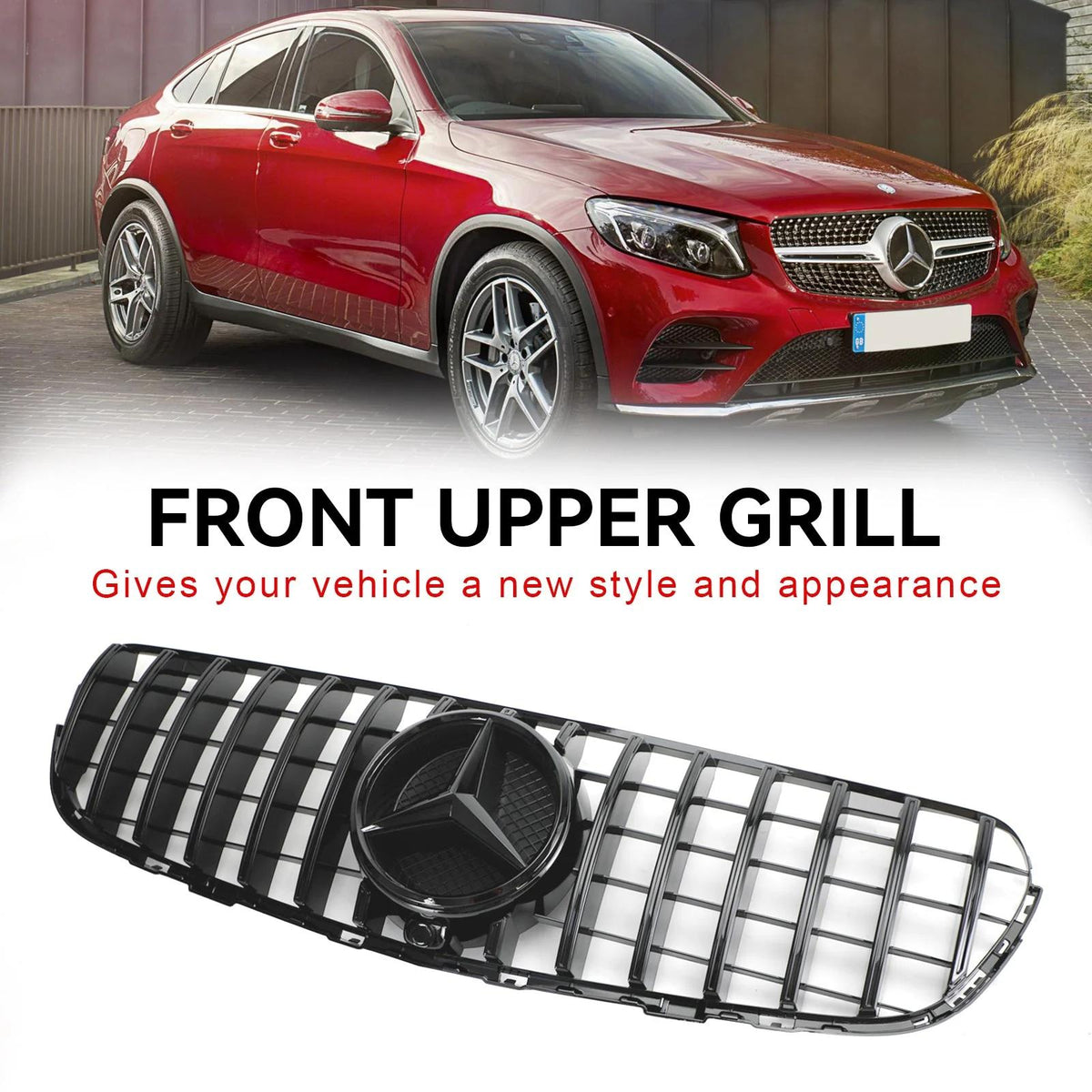 2015-2023 Benz W253 GLC-Class GLC300 GLC350 Front Bumper Grille Gloss Black Grill With Camera Hole Generic