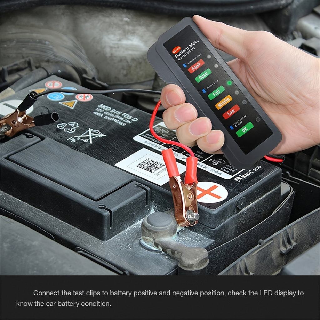 Mini 12V Car Battery Tester Digital Alternator Tester 6LED Lights Detect Display Car Tool Auto Battery Tester For Car Motorcycle