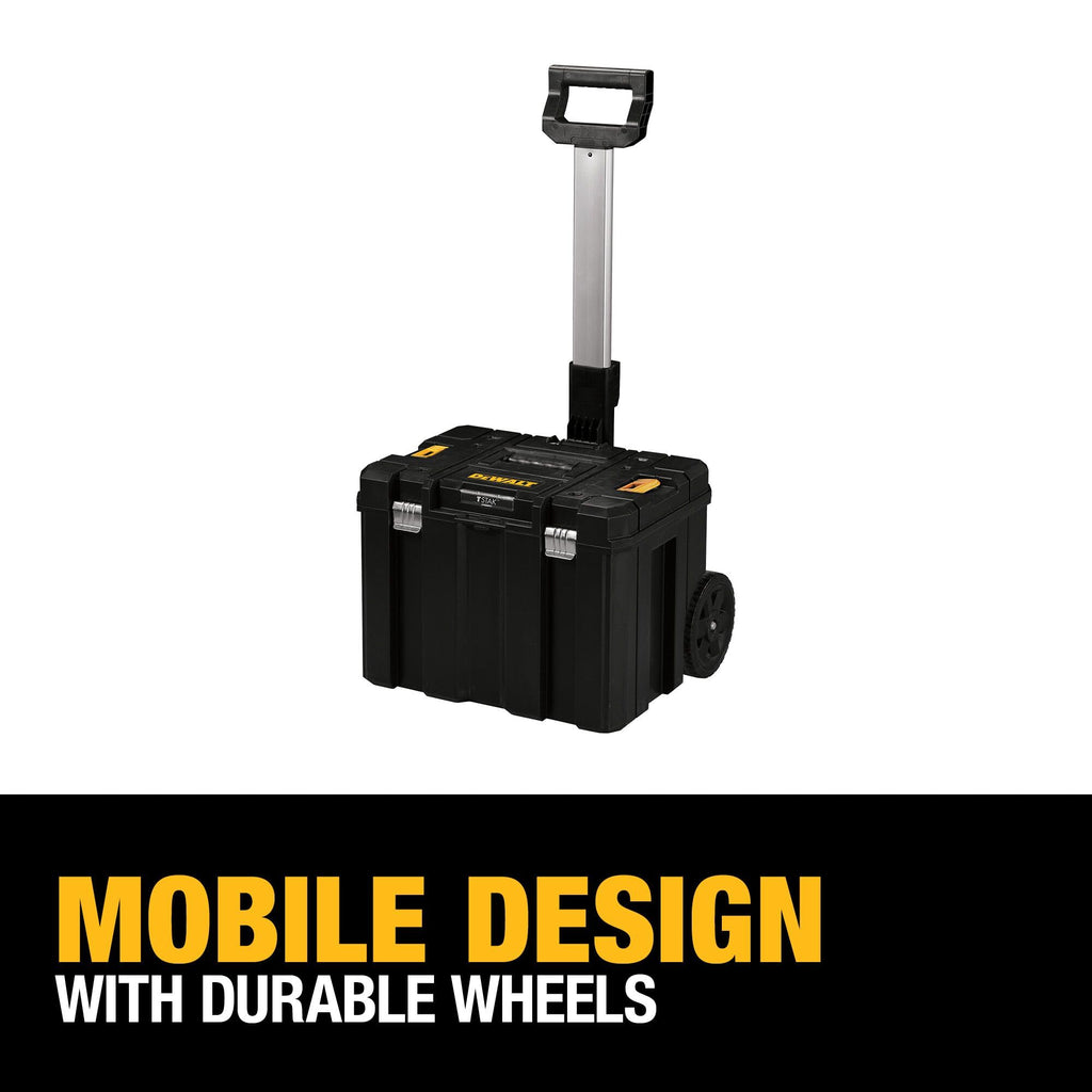 Tool Box with Wheels Modular, LarRolling Tool Box With Telescopic Handle, Portable Carrier Deep Stackable TSTAK Stora(DWST17820)