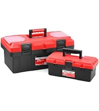Tool Box 16 inch, Plastic Small Tool Box with Latch and Removable Tray, Lockable Toolbox for Home
