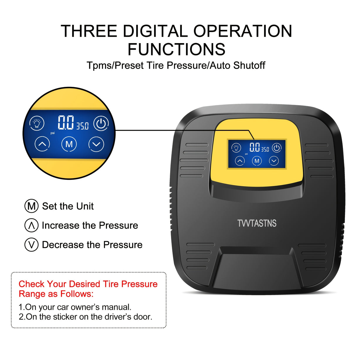 Air Compressor Tire Inflator, PortableI Auto Air Pump, Touchscreen And Emergency LED Light Inflator For Car Tire, Bicycle, Basketball And Others