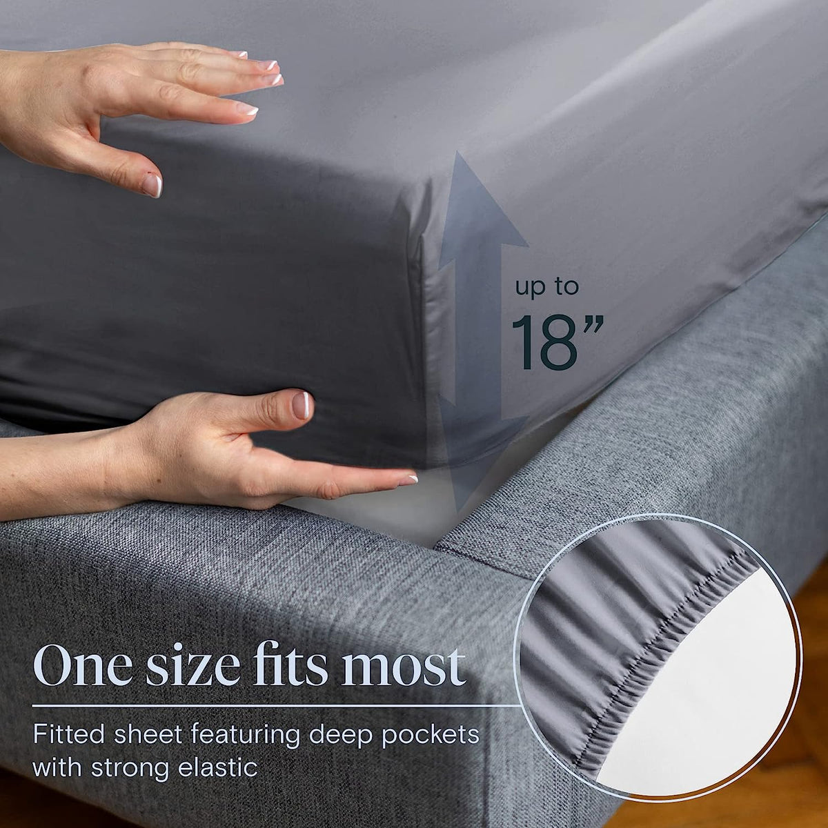 LuxClub 6 PC Full Size Sheet Set Bamboo Sheets Deep Pockets 18" Eco Friendly Wrinkle Free Cooling Sheets Machine Washable Hotel Bedding Silky Soft - Light Grey Full