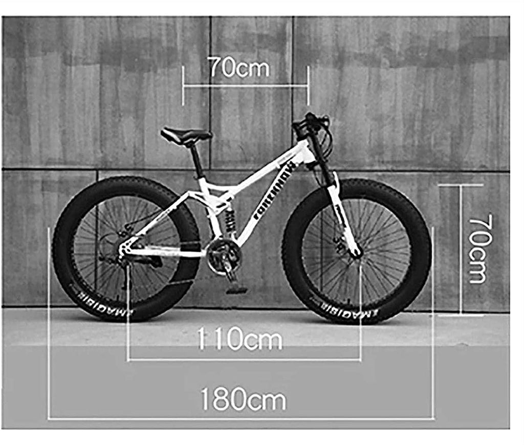 CHICAI Beach Snow Fat Bike Adult 26-inch Mountain Cross-Country High-Carbon Steel Ultra-Wide Tire Sports Bike 21-30 Speed Low-Speed Racing Student Bike (Size : 24-Speed)