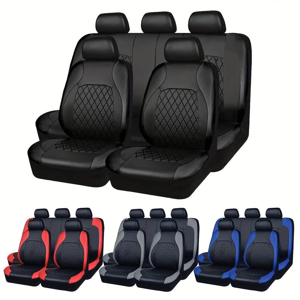 Upgrade Your Car Seats With Our Deluxe Quilted Faux Leather 5-Seat Cover - Universal Fit!