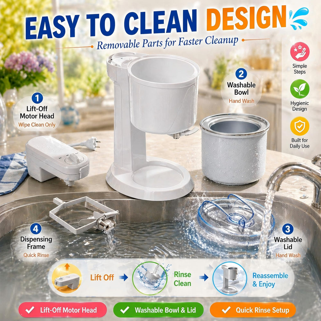 Electric 1.0 Qt Soft Serve Ice Cream Machine with Freezer Bowl, Countertop Ice Cream Maker Machine, Homemade Ice Cream Swirl, Sorbet & Frozen Yogurt Maker, Easy to Clean,Fast Churn 20-35 Minutes