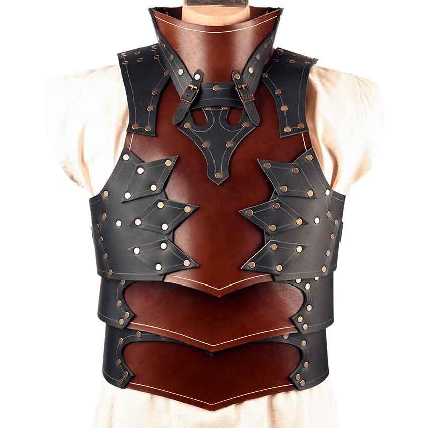 Knight's Torso Armor with Gorget, size: Lar| Leather by Medieval Collectibles