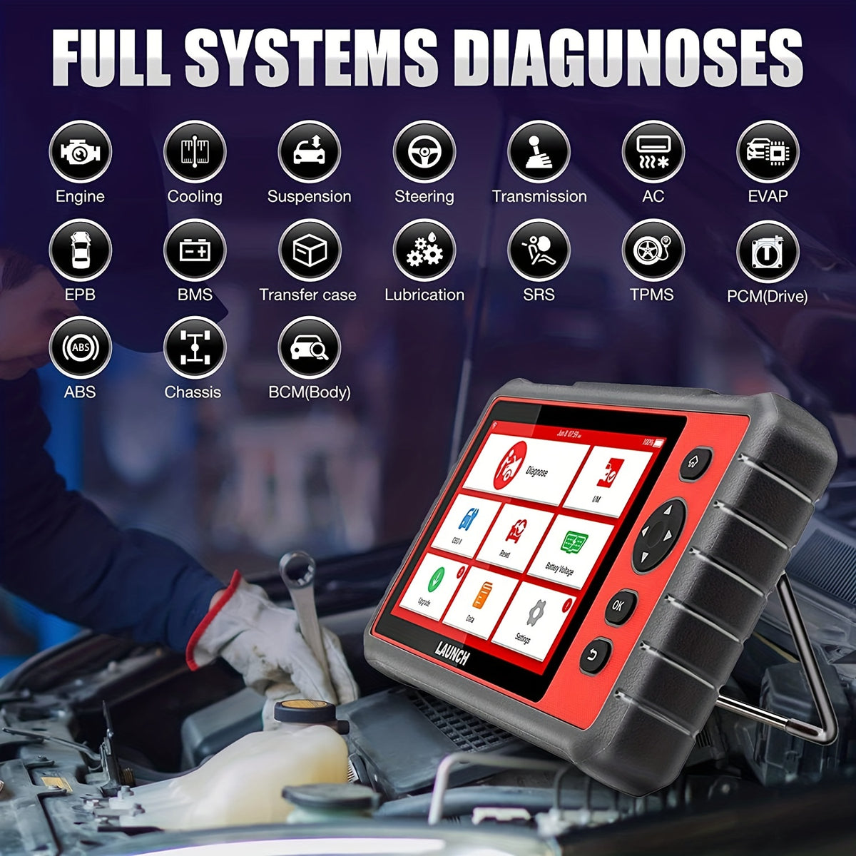 X431 CRP909E Full System Car Diagnostic Tool Airbag SAS TPMS EPB IMMO 28 Reset Function CRP909 Obd2 Scanner Code Reader 2 Year Update