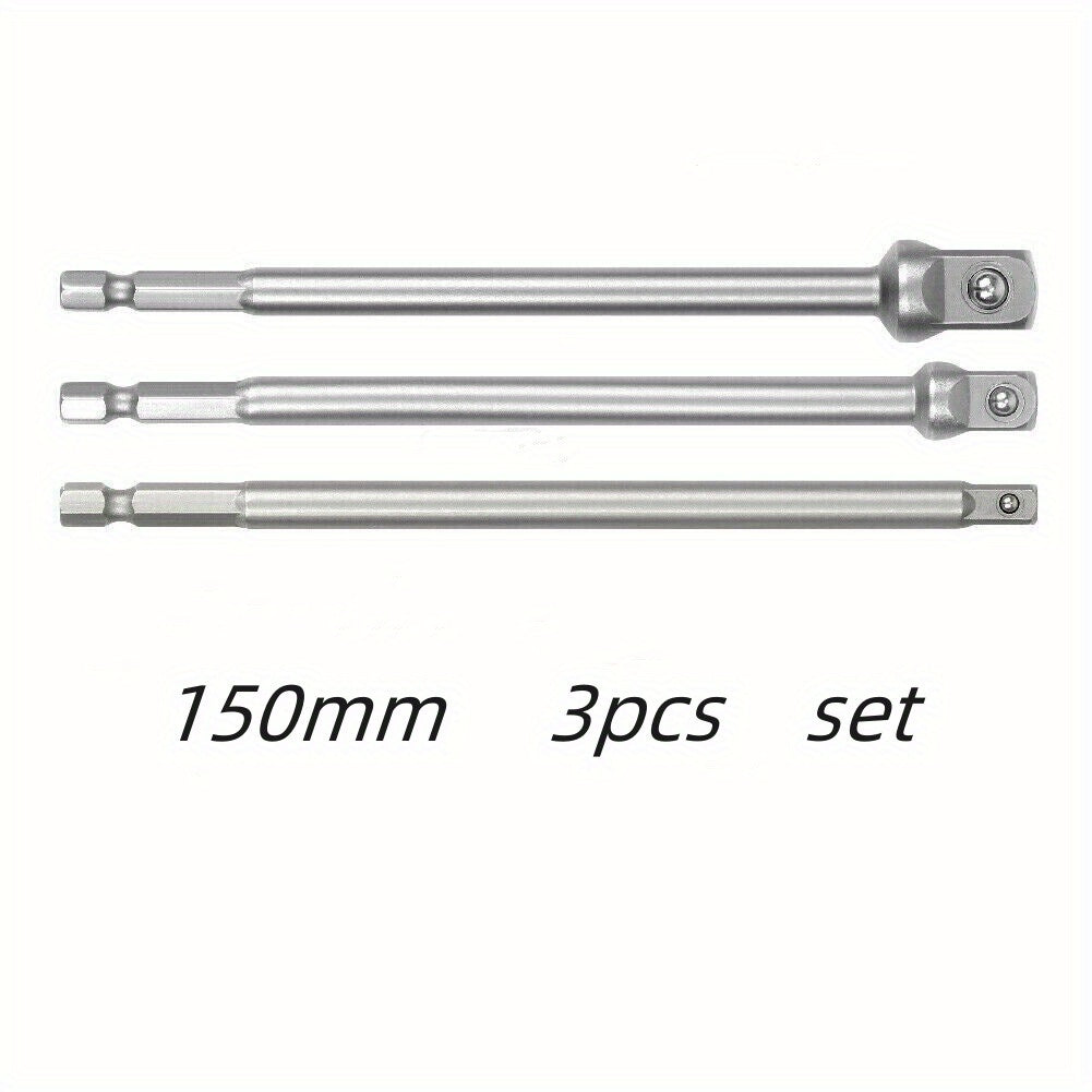 1/4" 3/8" 1/2" Drive 1/4" Hex Shank Conversion Joint Extension Rod Electric Drill Socket Joint Rod 3pcs/6pcs