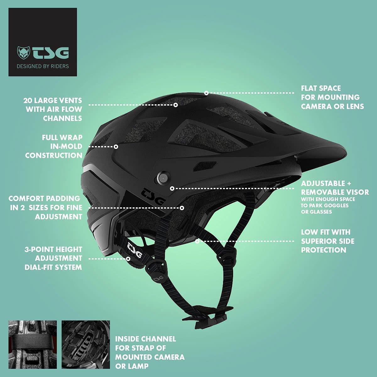 TSG Scope Bicycle & Mountain Bike Helmet w/Tuned Fit, Trail, MTB, Adults & Youth, Low Fit, Protective Gear, Impact Protection, Air Vents, Strap Lamp/Camera Mount, Safety Rated, Swiss, Satin Black