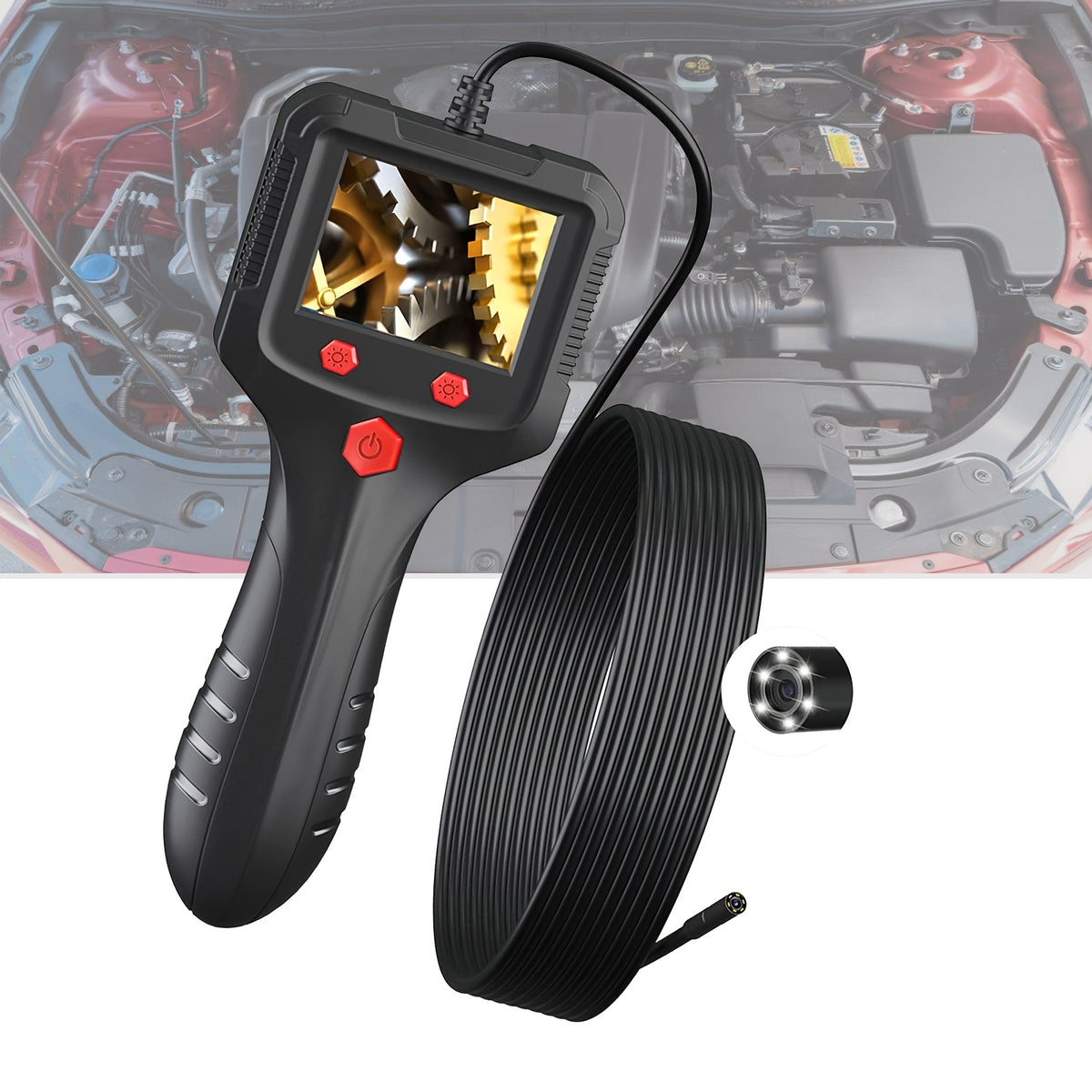 Borescope Endoscope Inspection Camera With 6 Led Lights, Handheld Sewer Endoscope Camera Screen Borescope Portable Snake Camera With 16.4FT