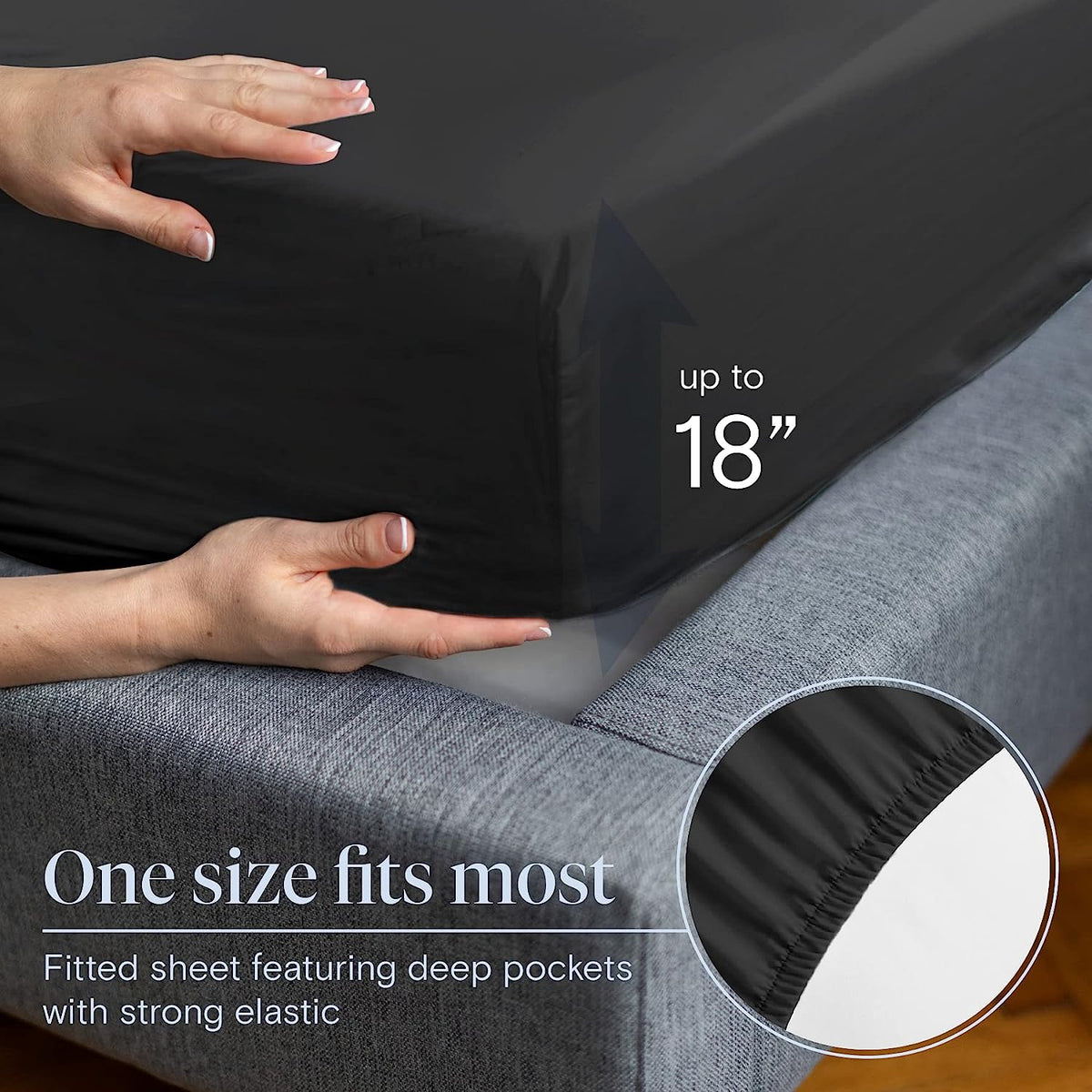 LuxClub 6 PC Queen Sheet Set Bamboo Sheets Deep Pockets 18" Eco Friendly Wrinkle Free Cooling Sheets Machine Washable Hotel Bedding Silky Soft - Black Queen