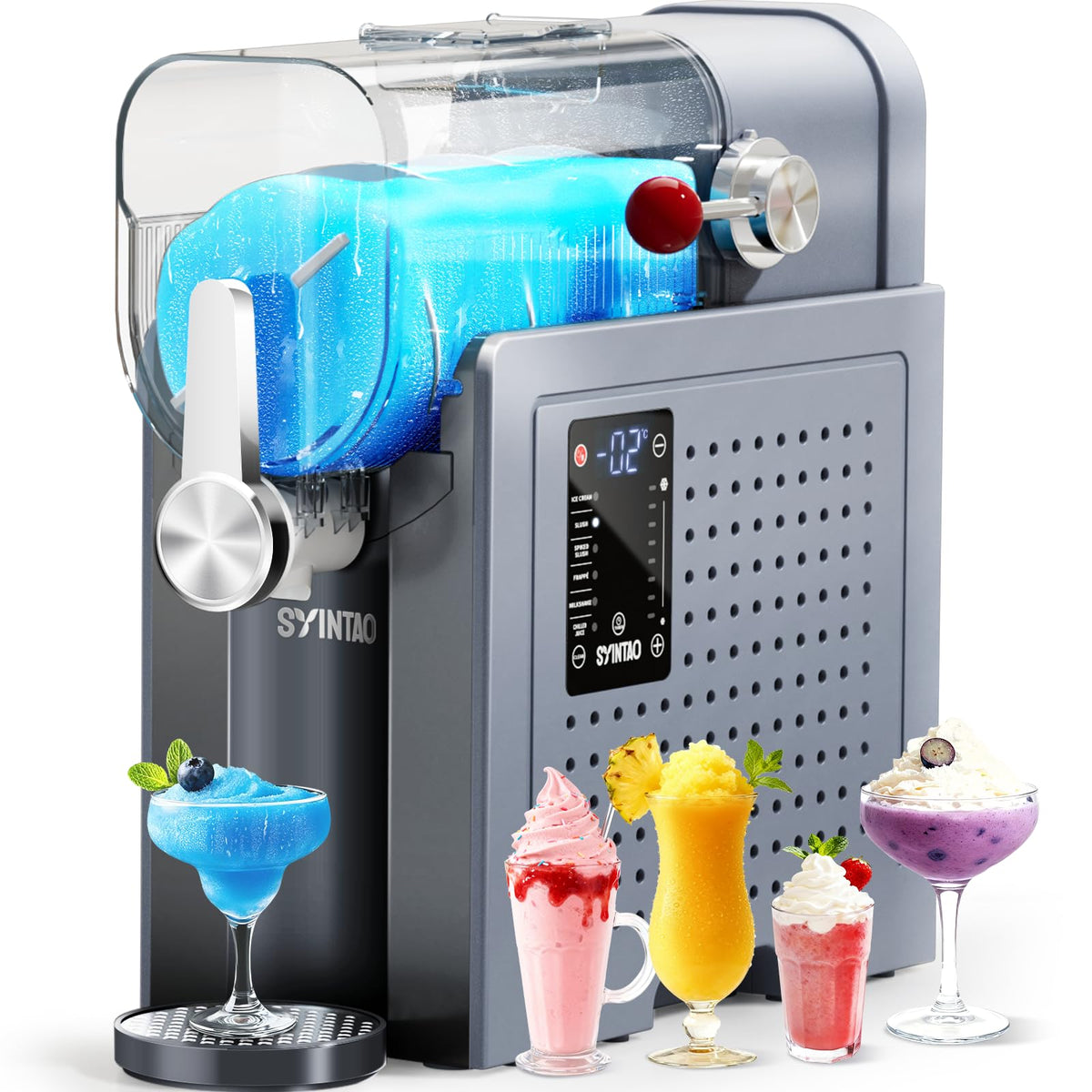 2-in-1 Slushie & Soft Serve Ice Cream Maker, No-Ice-Needed Frozen Drink Machine with LED Display, 6 Preset Modes, Auto-Clean & Delay Timer – Gift for Family