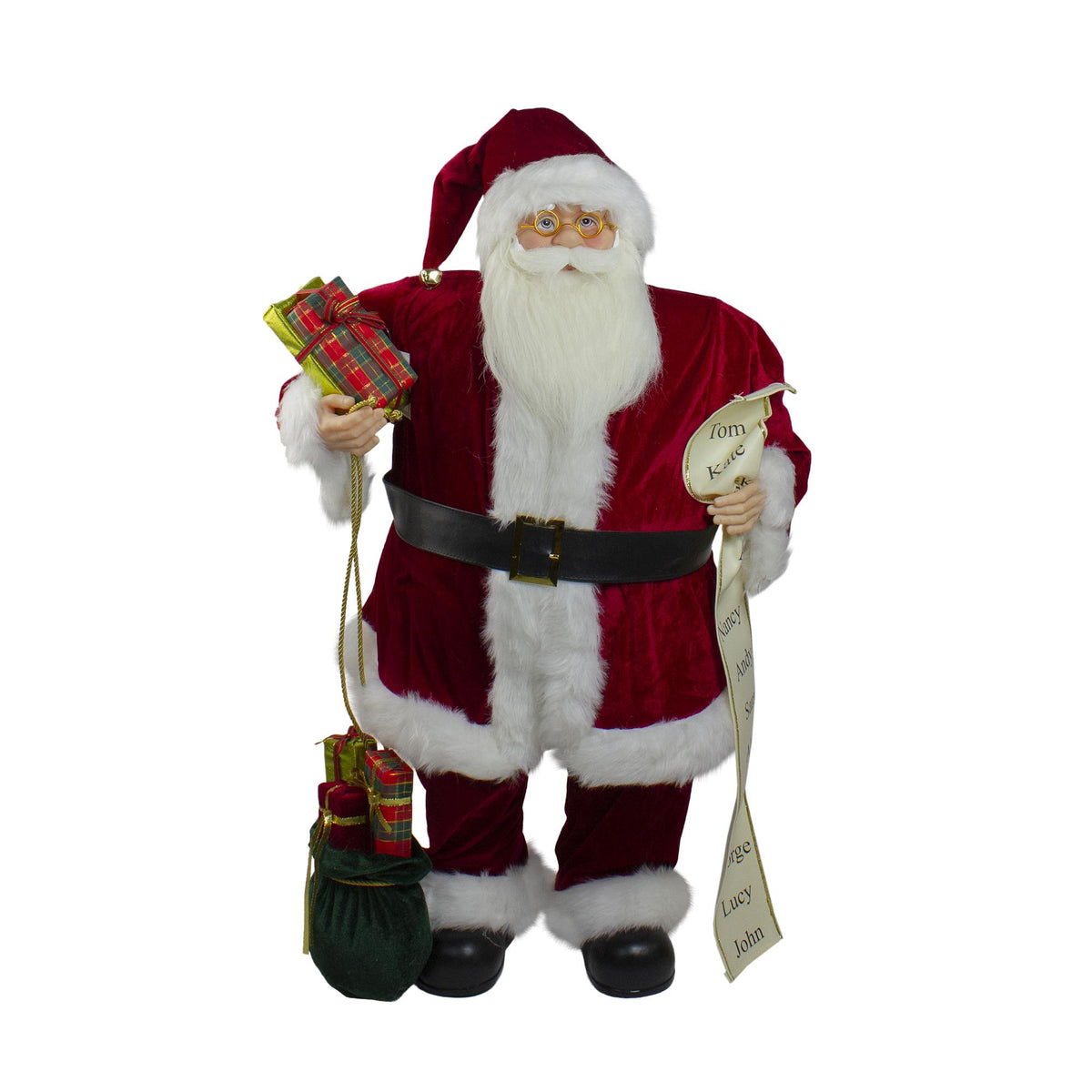 32" Traditional Santa Claus with Gift Bag and List Christmas Figure
