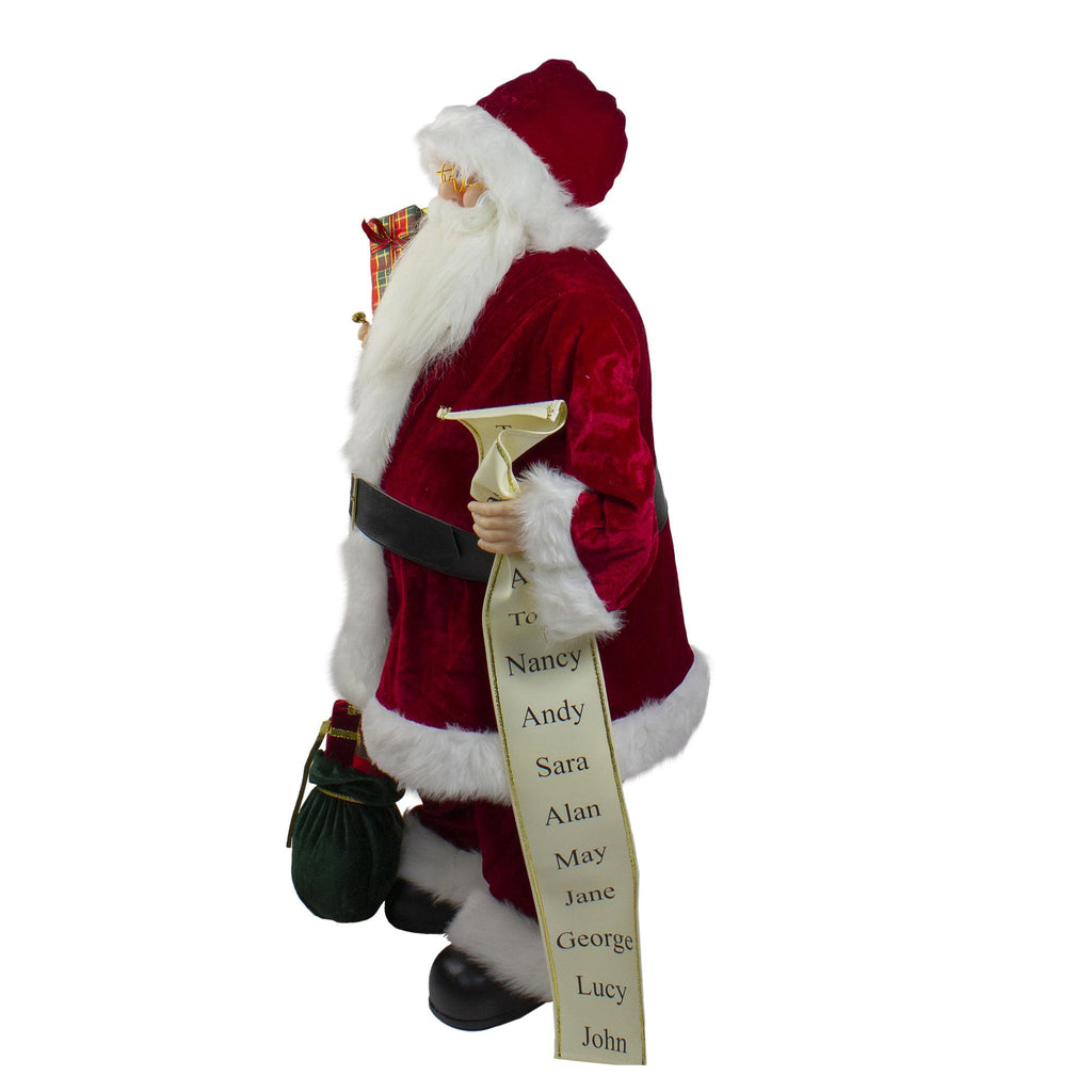 32" Traditional Santa Claus with Gift Bag and List Christmas Figure