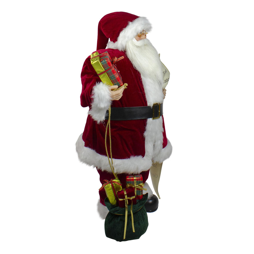 32" Traditional Santa Claus with Gift Bag and List Christmas Figure