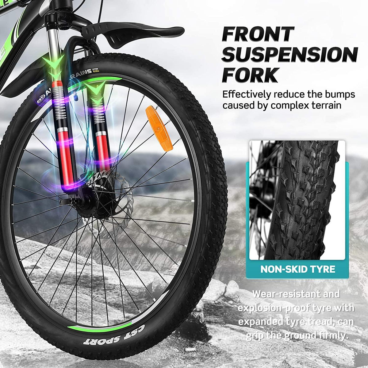 Adults Mountain Bike 21 Speed 27.5 Inch Folding Mountain Bike Aluminum Frame Mechanical Disc Brake Suspension Fork Outdoor Bike for Men Women