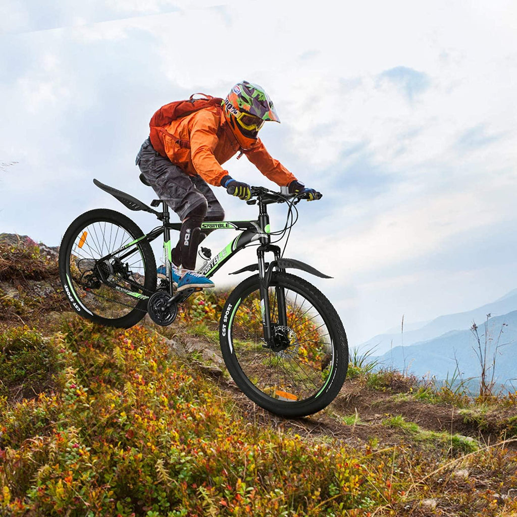 Adults Mountain Bike 21 Speed 27.5 Inch Folding Mountain Bike Aluminum Frame Mechanical Disc Brake Suspension Fork Outdoor Bike for Men Women