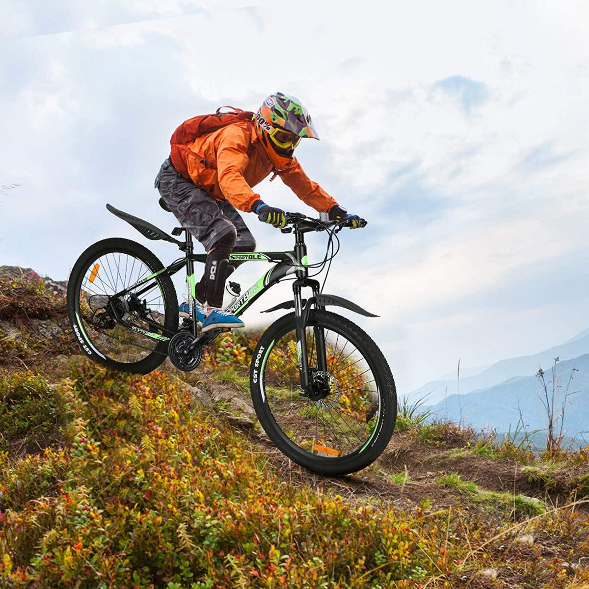 Adults Mountain Bike 21 Speed 27.5 Inch Folding Mountain Bike Aluminum Frame Mechanical Disc Brake Suspension Fork Outdoor Bike for Men Women