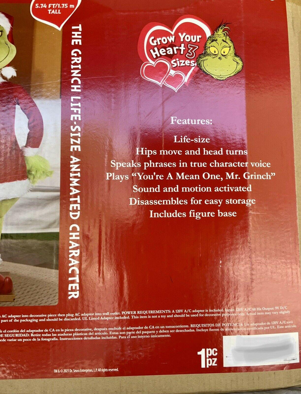 GEMMY GRINCH LIFE SIZE ANIMATED. MOTION &amp; SOUND ACTIVATED.