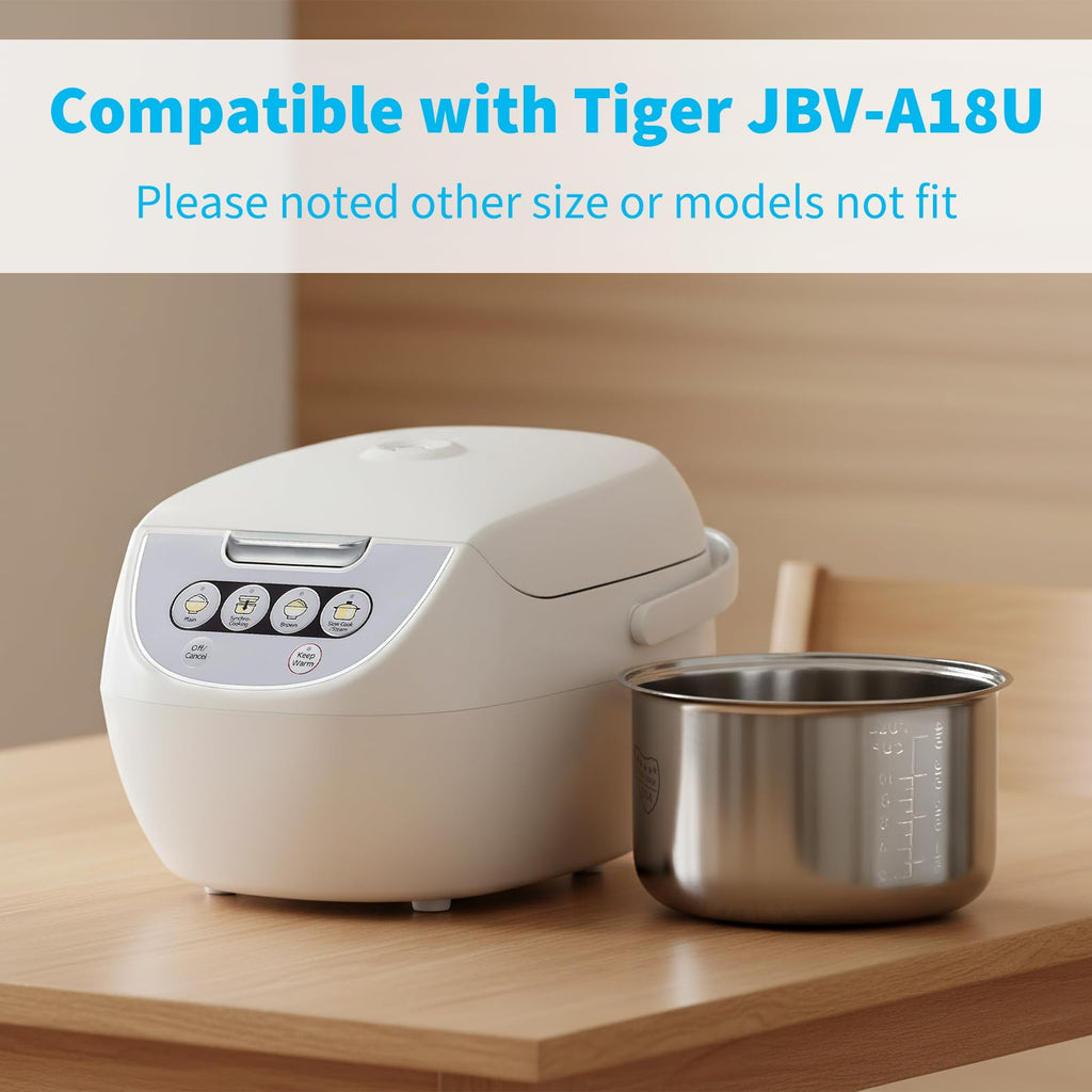 Rice Cooker 10 Cup Inner Pot Compatible with  JBV-A18U Only | Non-Stick 304  Steel,Rice Cooker Rplacement Pot,Dishwasher Safe