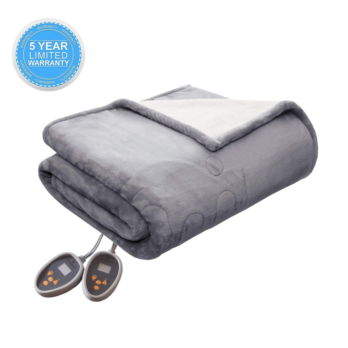 Gracie Mills Electric Blanket with Two 20 Heat Level Setting Controllers Queen: 84x90" Grey -WR54-1741