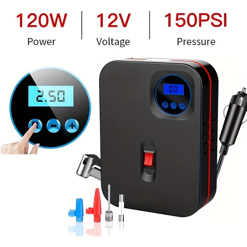 Car Tire Air Compressor, Tire Inflator Pump 12V DC Car Tire Pump With Digital Pressure Gau150PSI With Car Power Adapter Auto Shut Off For Car Tires