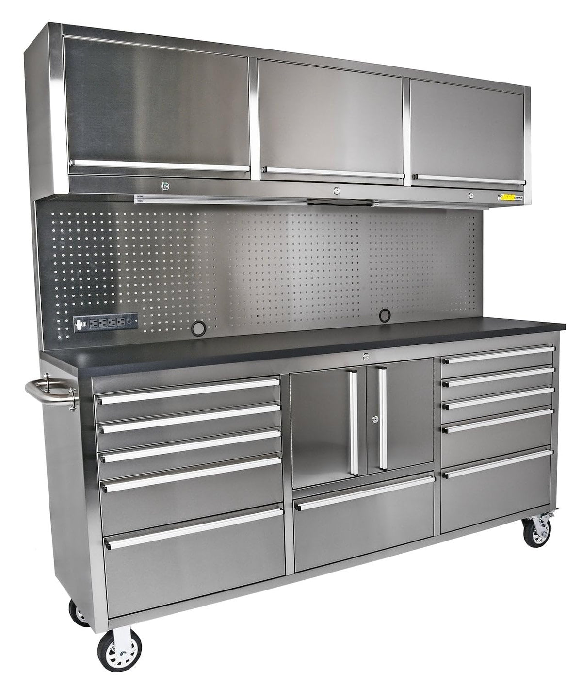 72 in. Rolling Tool Cabinet/Toolbox. 11-Drawer with Upper Stora[ Steel]