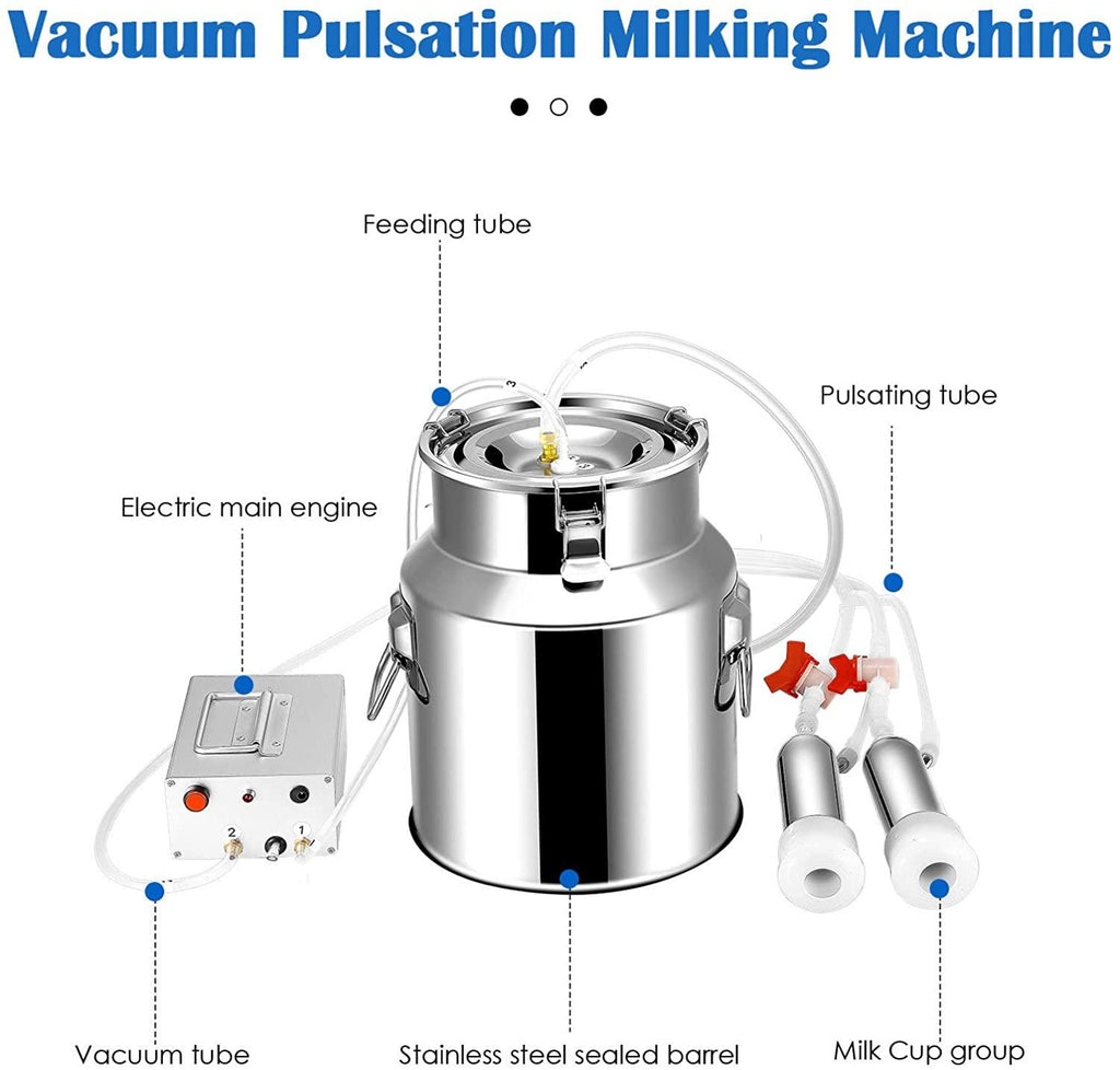 brightfootbook 14l milking machine for cow goat, pasture cattle sheep milker with vacuum pump, automatic stainless steel livestock milking equipment for farm household use for farm cows goats,cows