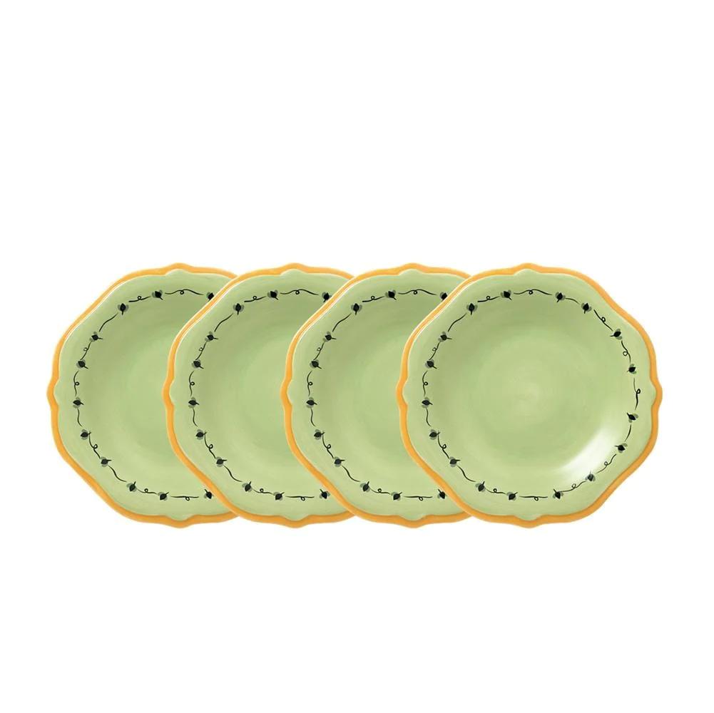PistouletSet of 4 Salad Plates with Yellow Band