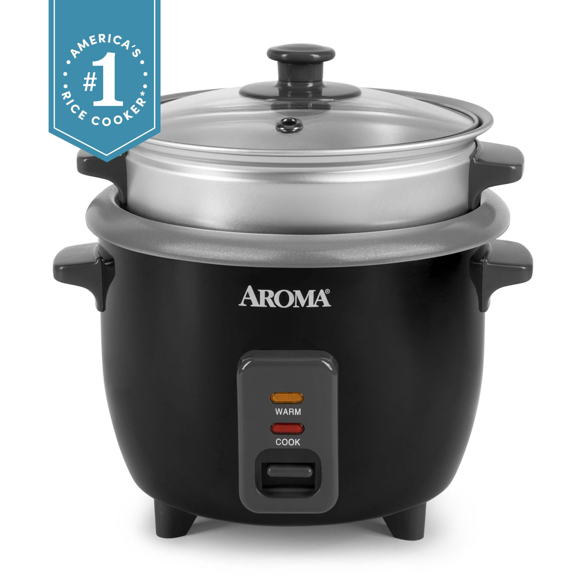 Housewares ARC-363-1NGB 3 Uncooked/6 Cups Cooked Rice Cooker, Steamer, Multicooker, 2-6 cups, Black