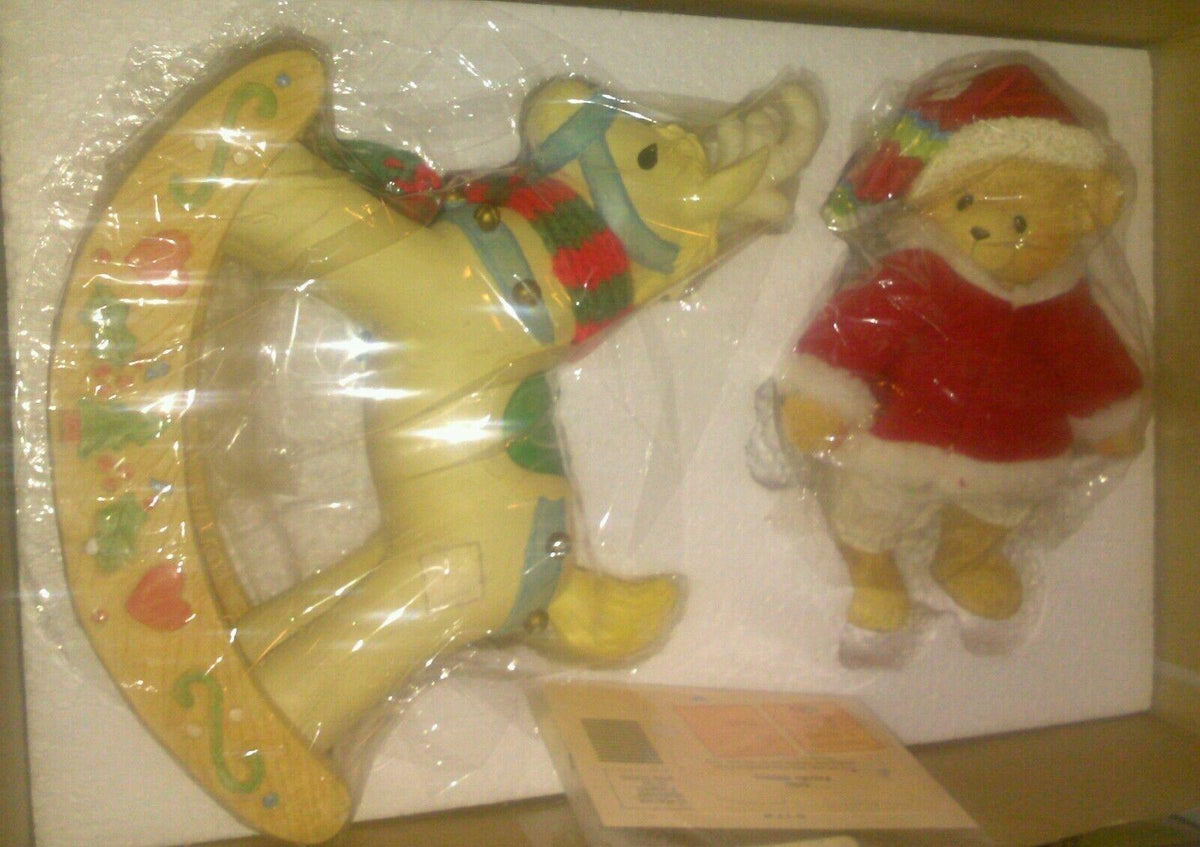 CHERISHED TEDDIES LARMUSICAL CHRISTMAS BEAR ON REINDEER NRFB