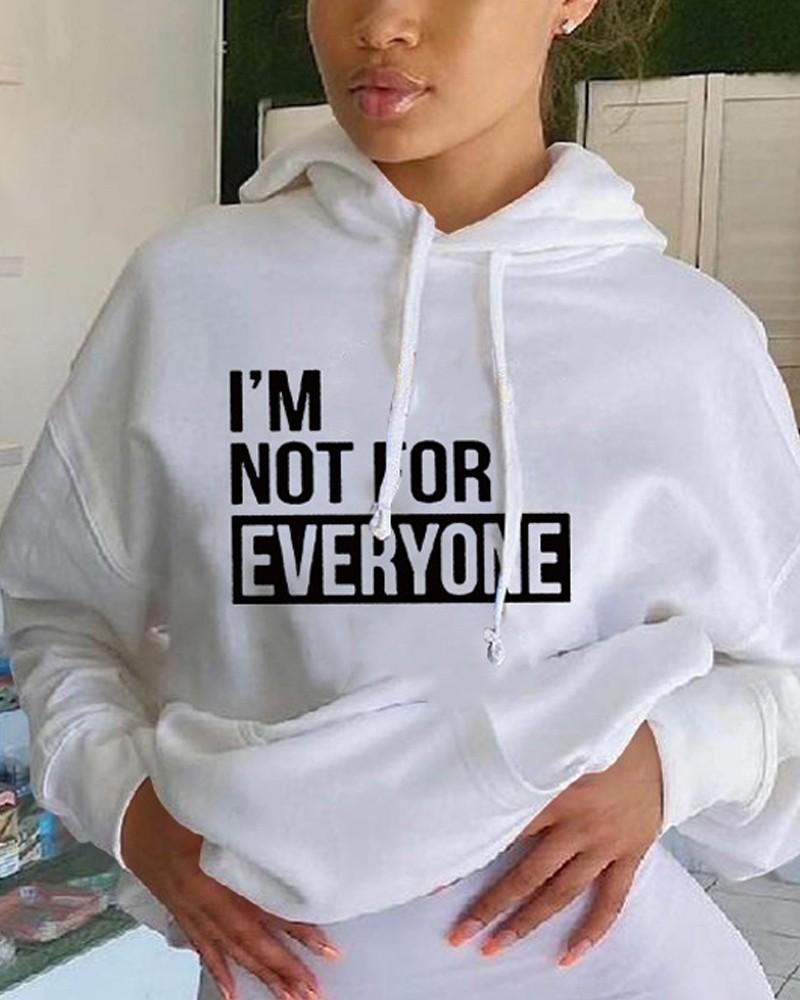 Letter Print Drop Shoulder Drawstring Hoodie