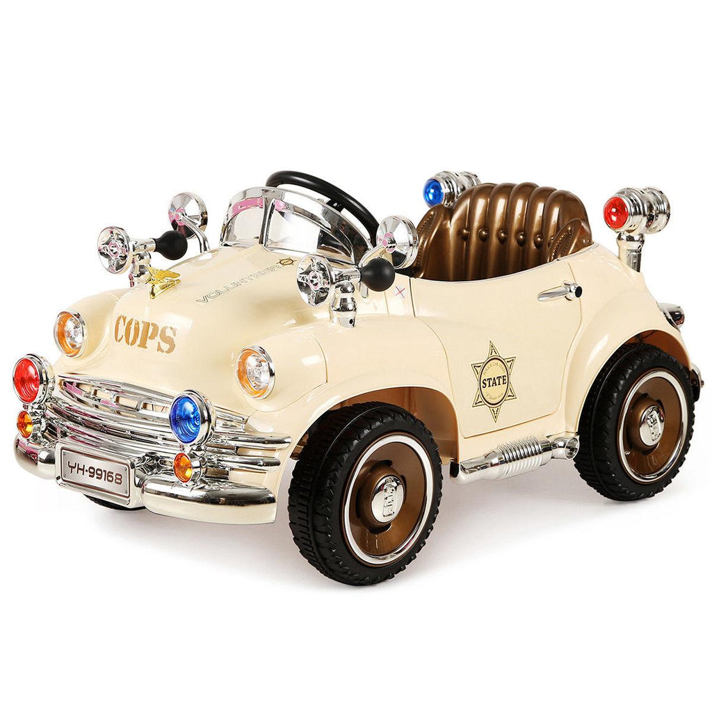 GHP 66-Lbs Max Load BeiPlastic Kids Ride On Police Toy Car with Opening Doors
