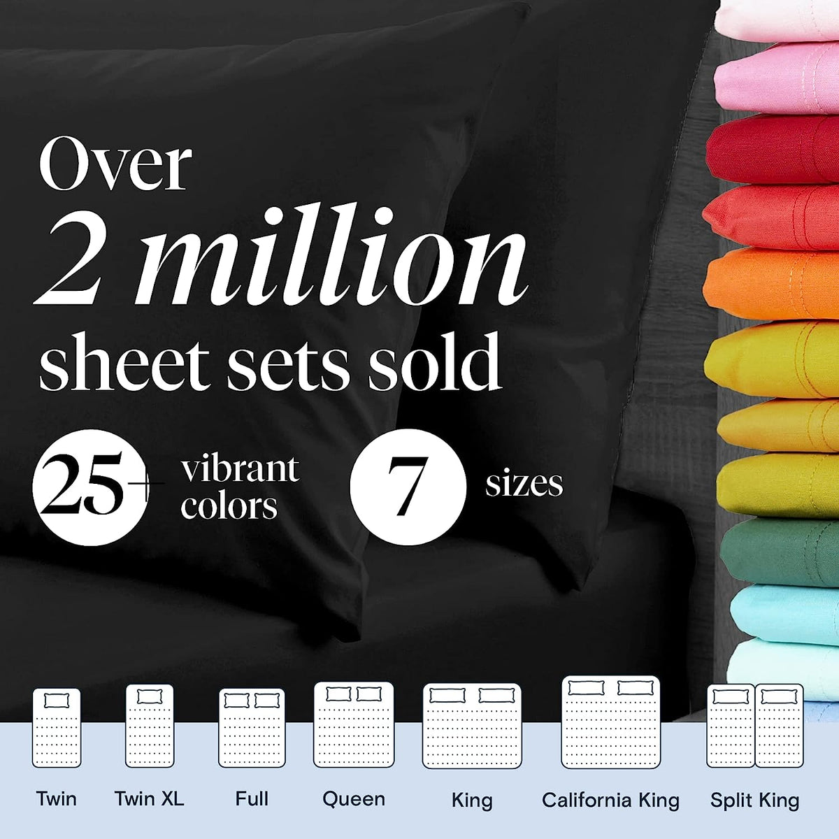 LuxClub 6 PC Queen Sheet Set Bamboo Sheets Deep Pockets 18" Eco Friendly Wrinkle Free Cooling Sheets Machine Washable Hotel Bedding Silky Soft - Black Queen
