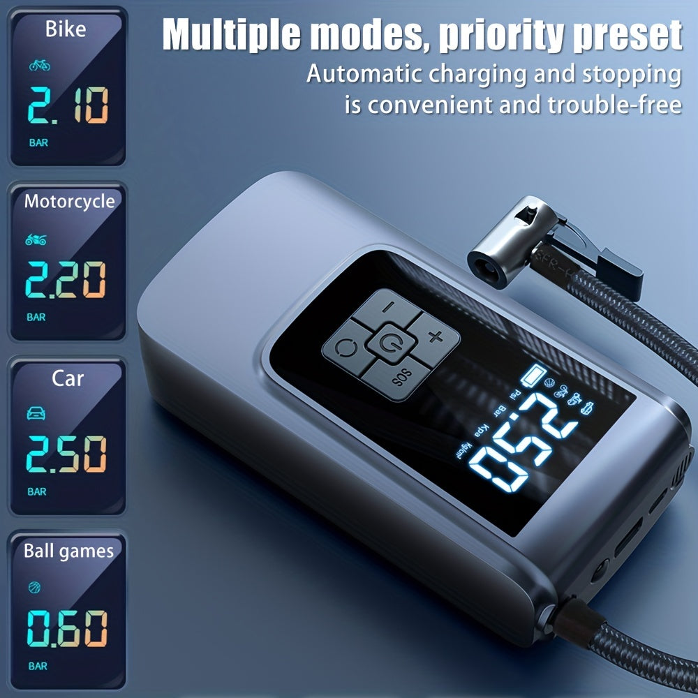 Portable 12V 150psi Car Air Compressor Inflator Pump: Inflate Car, Motorcycle & Bicycle Tires Instantly!