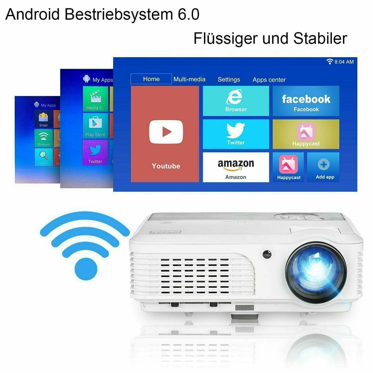 smart 1080p full hd projector wifi android blue-tooth wireless airplay hdmi tv