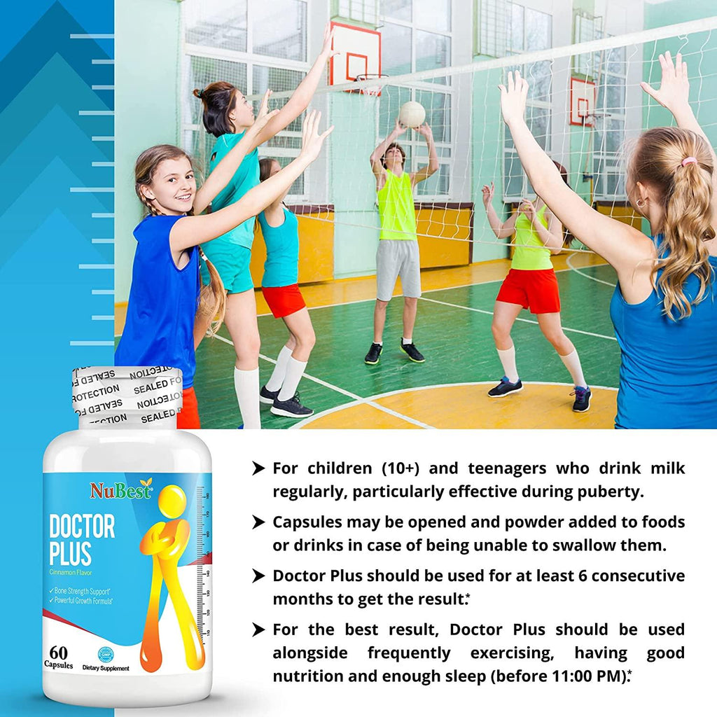 Doctor Plus - Powerful Growth Boost - Promotes Strong and Healthy Bones - Immunity Support - for Children (10+) and Teens - 60 Capsules (Pack of 6)