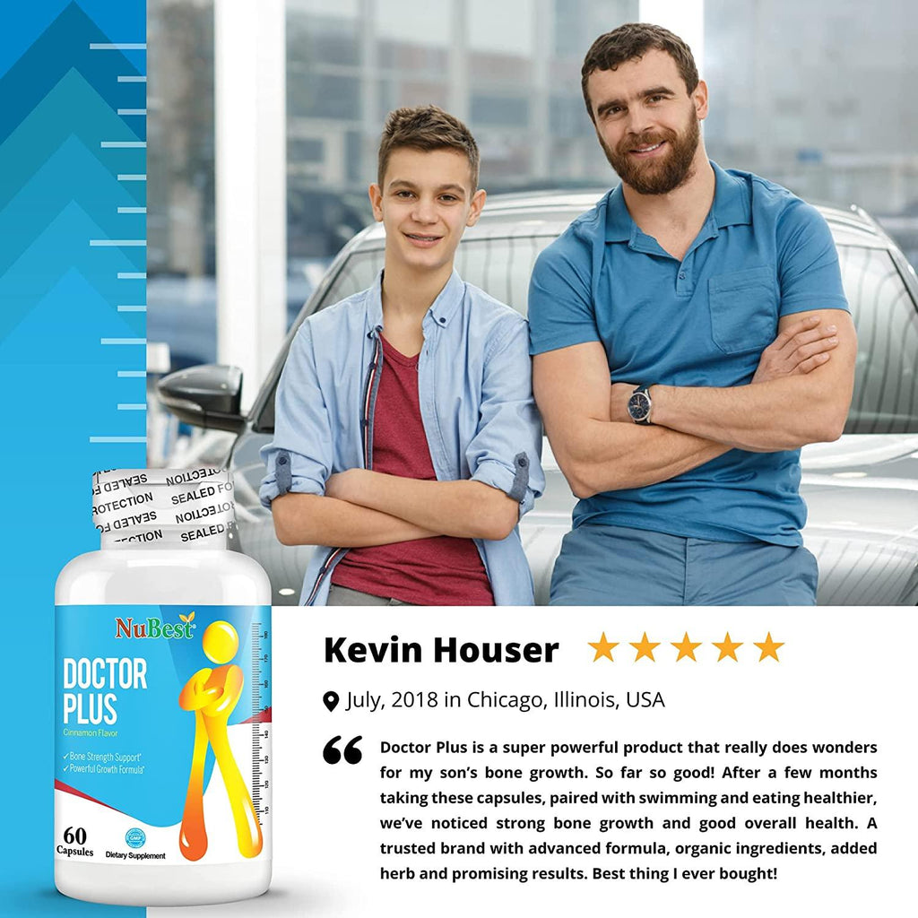 Doctor Plus - Powerful Growth Boost - Promotes Strong and Healthy Bones - Immunity Support - for Children (10+) and Teens - 60 Capsules (Pack of 12)