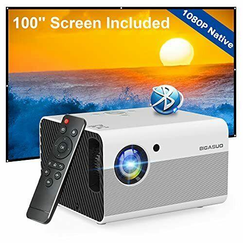 mini projector, bigasuo 2024 native 1080p projector bluetooth support, 7000l tv