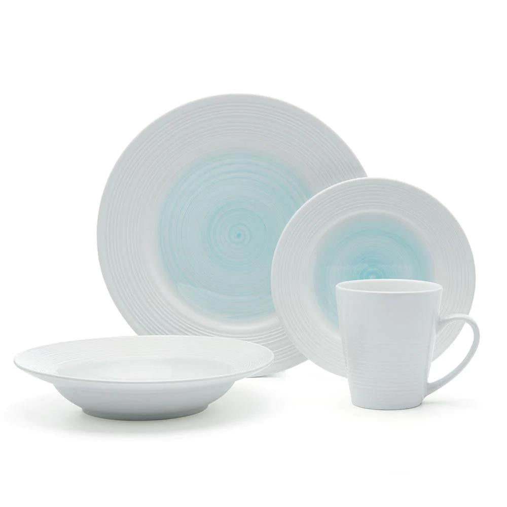 Annie Teal 16 Piece Dinnerware Set, Service for 4