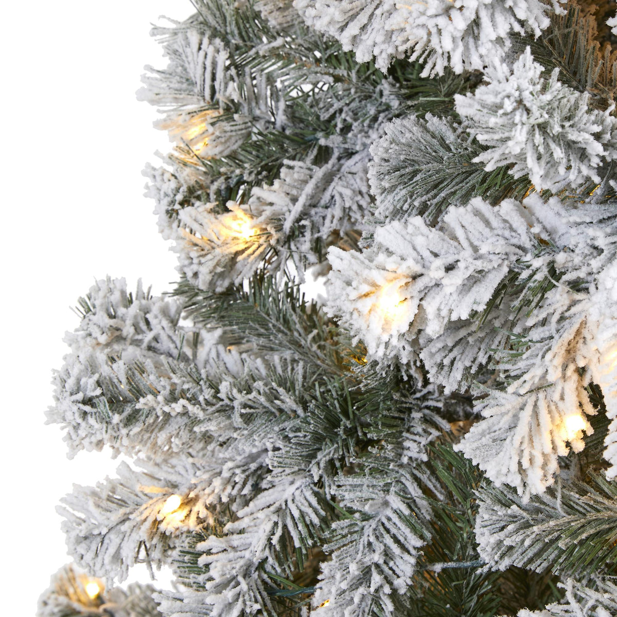 Nearly Natural 8' Green Flocked Fir Artificial Christmas Tree Prelit 500 Clear LED Lights