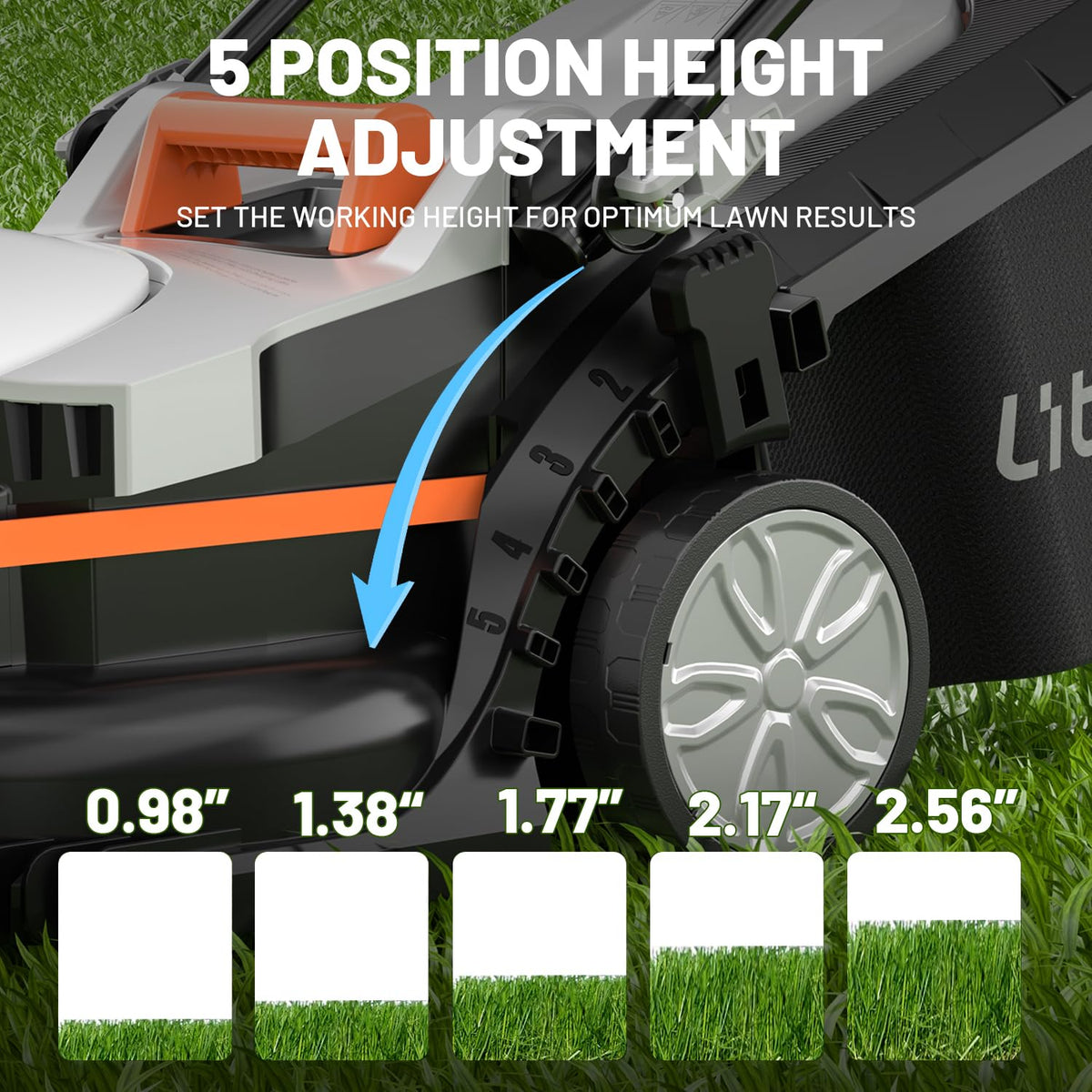 Cordless Lawn Mower 13 Inch, U20 Handy+ 20V Electric Lawn Mowers for Garden, Yard and Farm, 5 Heights Adjustment, Light Weight,2 x 4.0Ah Portable Battery Included