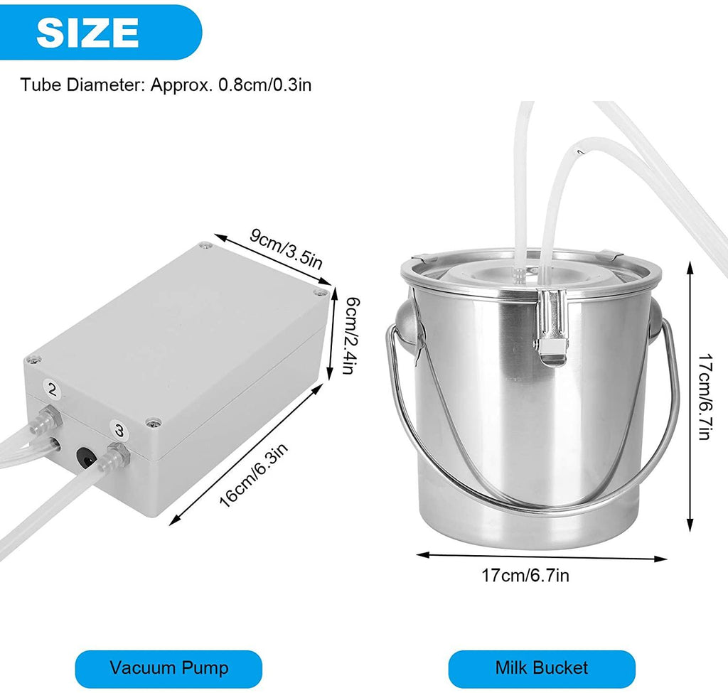 haox 3l electric milking machine for cows, pulsation vacuum pump milker, milking supplies with stainless steel bucket, portable suction machine, livestock milking equipment for cows(us)