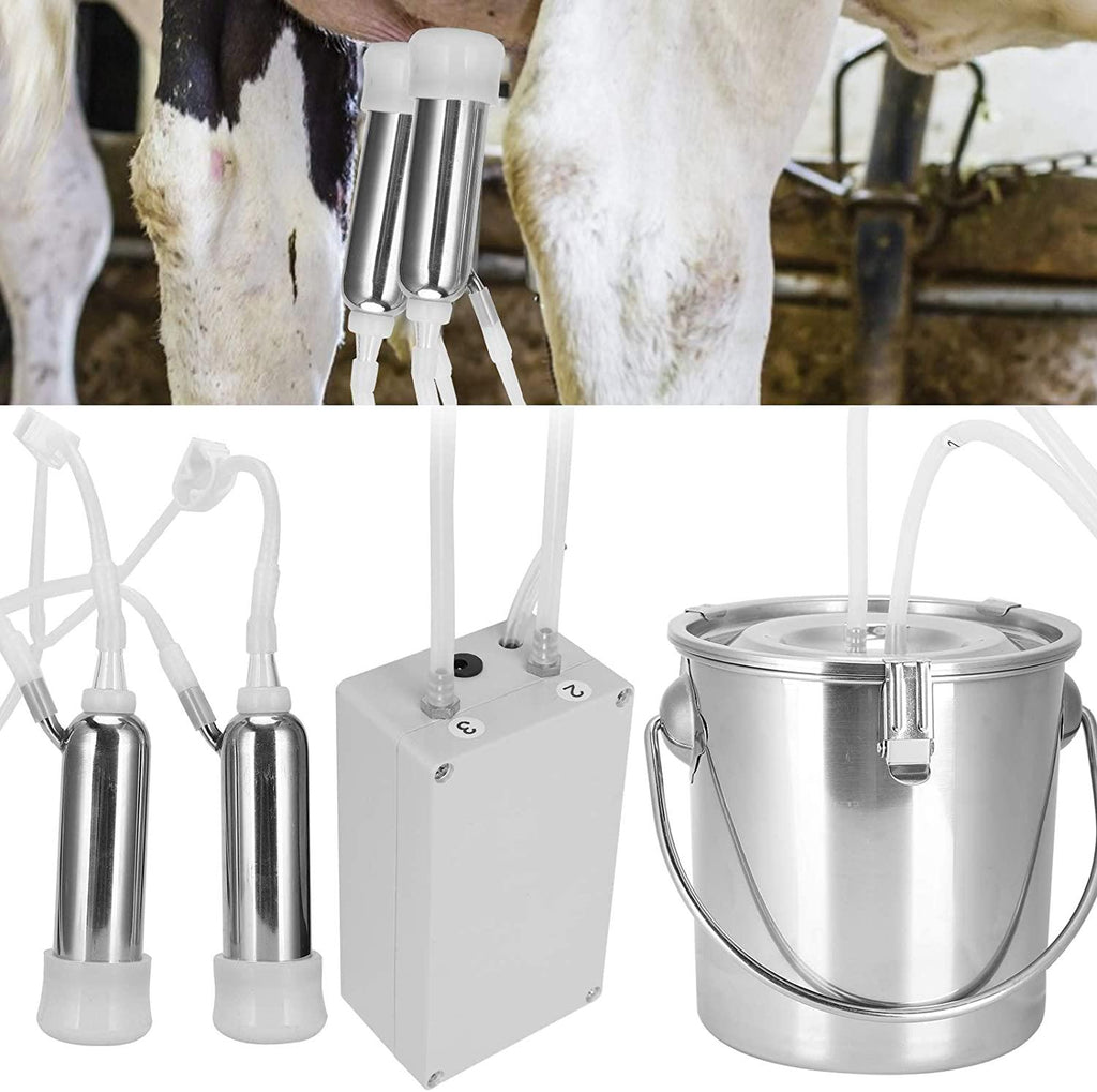 haox 3l electric milking machine for cows, pulsation vacuum pump milker, milking supplies with stainless steel bucket, portable suction machine, livestock milking equipment for cows(us)