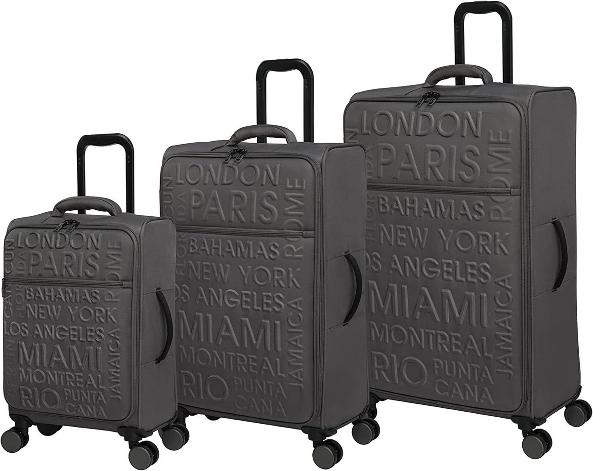 Citywide 3 Piece Softside 8 Wheel Spinner Set, Charcoal, 3 Pc