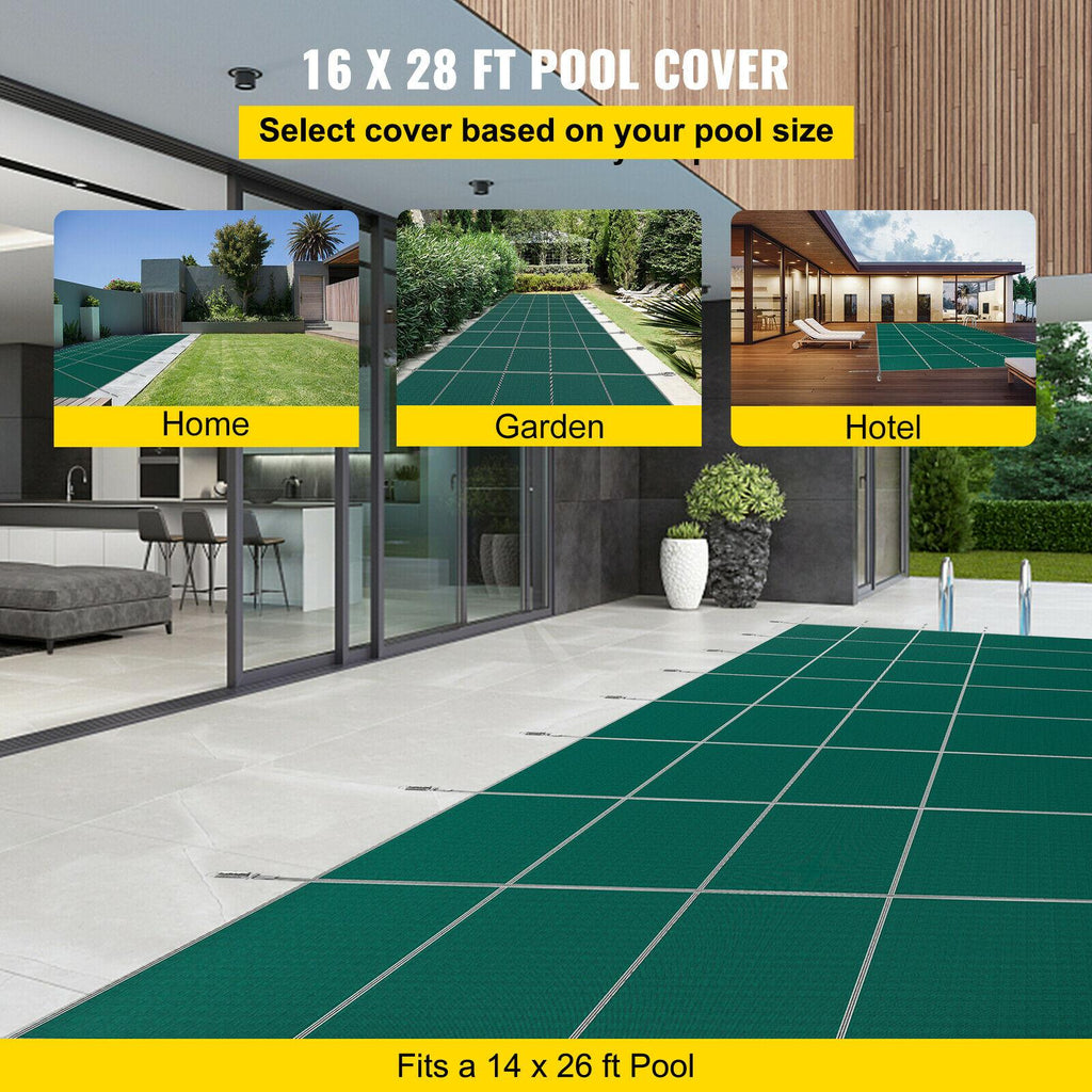 vevor pool safety cover 16'x28' 2-ply polypropylene mesh in ground rectangle