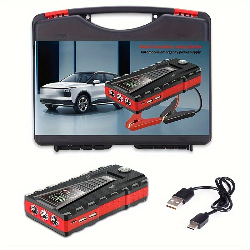 Car Jump Starter: Emergency Power Bank Booster With LED Automotive Starting Device